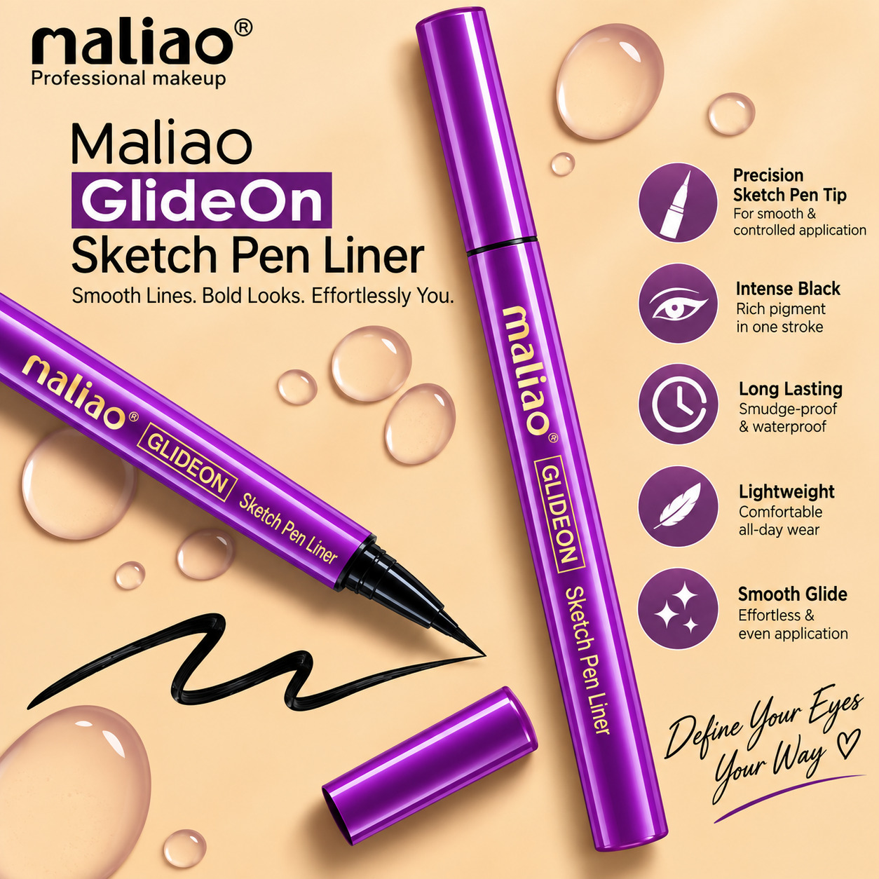 Maliao GlideOn Sketch Pen Liner 1.2 ml